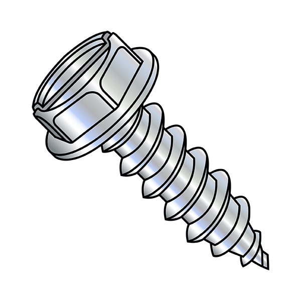 Sheet Metal Screw, 1/4" x 1-1/4 in, Zinc Plated Steel Flange Hex Head Slotted Drive, 1500 PK