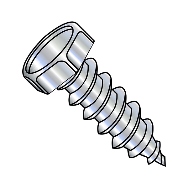 Sheet Metal Screw, #14-10 x 2-1/2 in, Zinc Plated Steel Flange Hex Head External Hex Drive, 800 PK