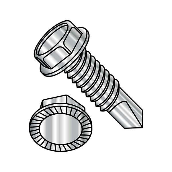 Self-Drilling Screw, 1/4"-20 x 3/4 in, Plain 18-8 Stainless Steel Flange Hex Head 1000 PK