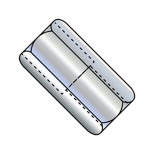 Coupling Nut, 1/2"-13, Steel, Zinc Plated, 1-1/4 in Lg, 5/8 in Hex Wd, 150 PK