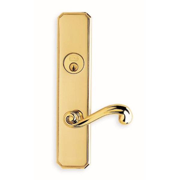 RH DBL CYL 2-1/2" Backset Mortise Lock 55 LVR 11000 Plate Bright Brass