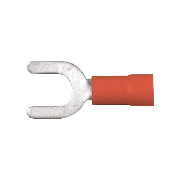 Fork Terminal, #10 Stud Size, 10 AWG, 600 V, PVC Insulated, Yellow, 100 PK