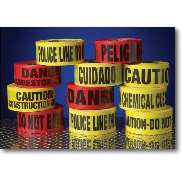 Barricade Tape Red, 3" W x 1000 ft. L, 2 mil Thick