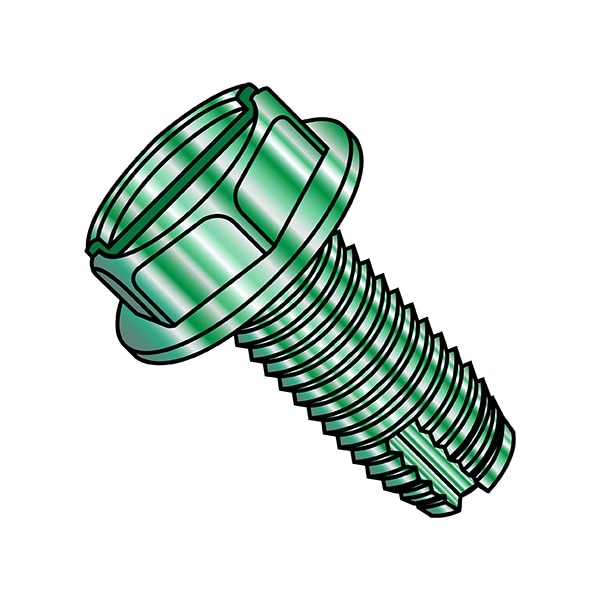 Thread Cutting Screw, #8-32 x 5/16 in, Zinc Plated Steel Hex Head Slotted Drive, 10000 PK