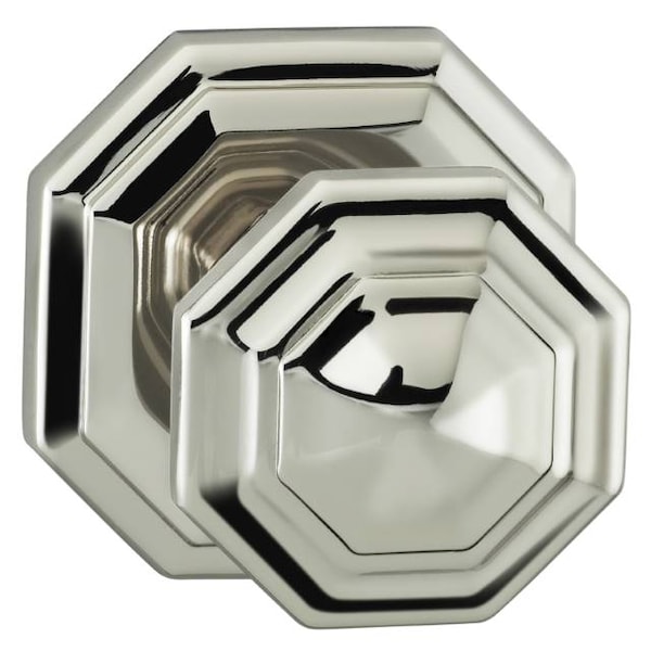 Knob 2-5/8" Rose Pass 2-3/8" BS T 1-3/4" Doors Bright Nickel 201