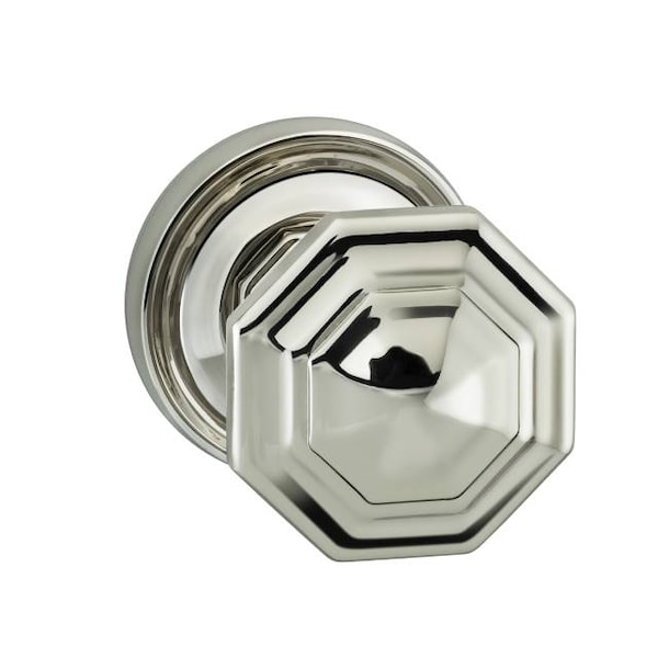 Knob 2-3/16" Rose Pass 2-3/8" BS T 1-3/4" Doors Bright Nickel 201