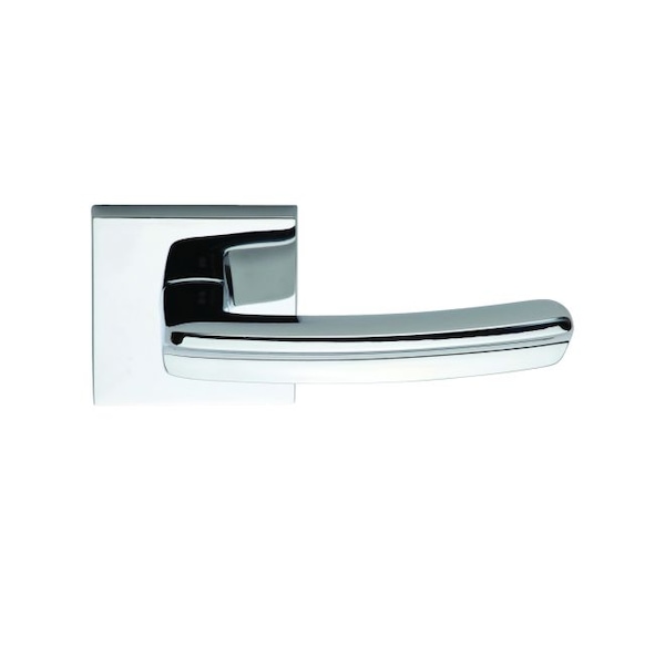 Left Hand 226 Lever Square Rose Single Dummy Thru Bolts Bright Chrome
