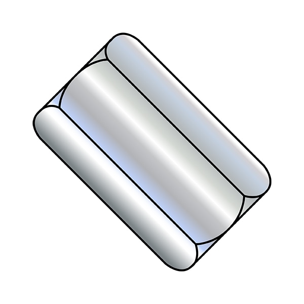 Coupling Nut, #1-8, Steel, Zinc Plated, 2-3/4 in Lg, 1-3/8 in Hex Wd, 20 PK
