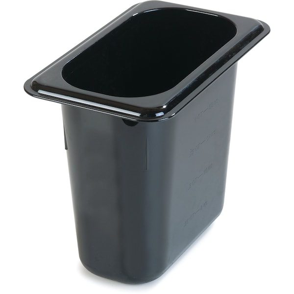 Food Pan PC, 6", DP, 1/9, Blk, PK6