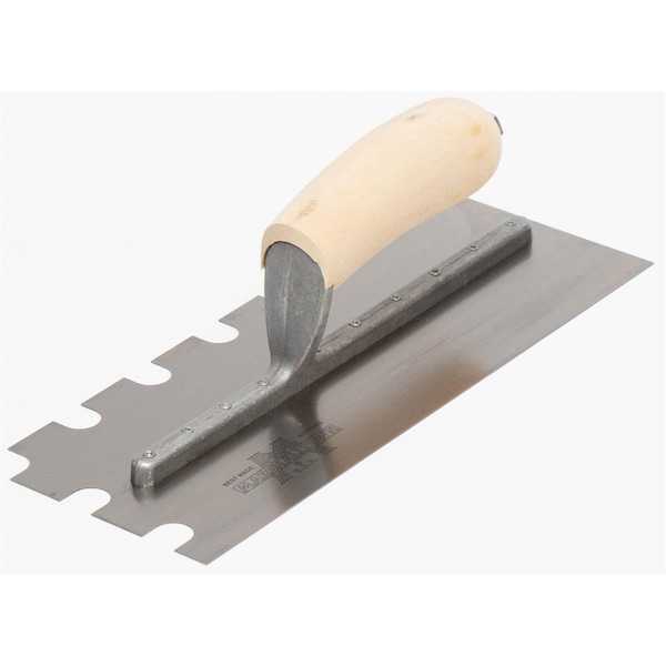 Notched Trowel, SS, 5/8" x 5/8" x 1"