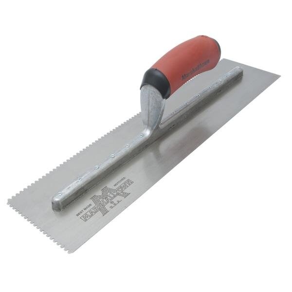 Notched Trwel, Flat V-Hndl, 1/8"x1/8"x1/8"