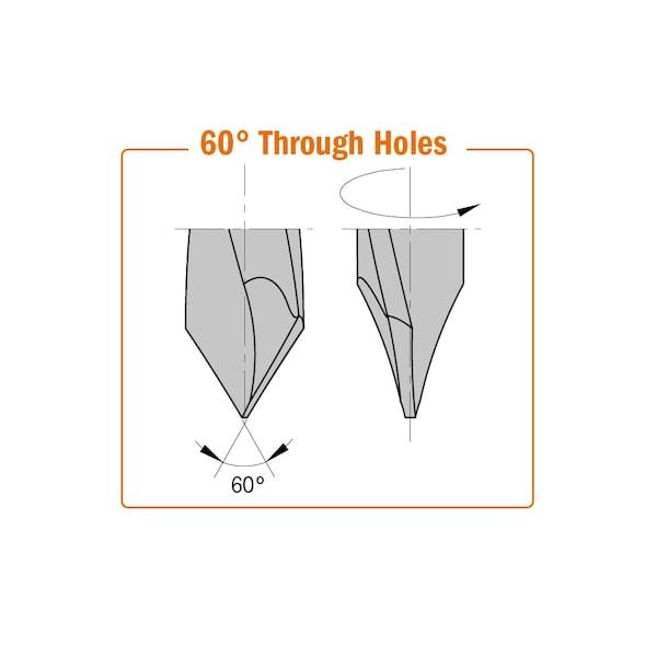 Dwl Drill For Thrgh Hole, 12mm dia., Left