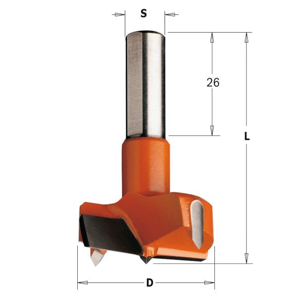 Hinge Boring Bit, Left, 32mm dia., 57.5mm L
