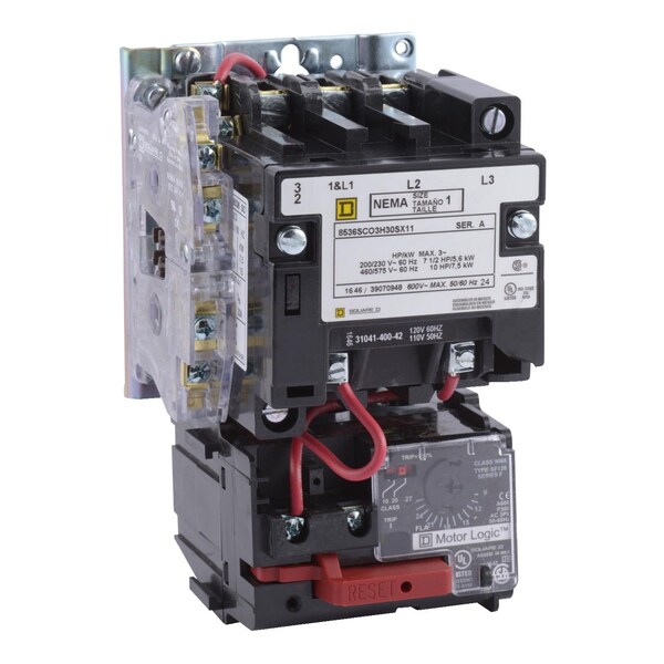 Non-Reversing Starter Size 1, 3-Pole, Mo, 1 NO + 1 NC, 110/120V AC, 3 P
