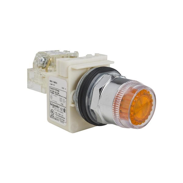 Illuminated push-button head, Harmony 9001K, metal, plastic guard flush, green, 30mm, spring return, LED green, 24-28V