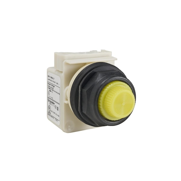 Pilot light, Harmony 9001SK, plastic, polycarbonate, fresnel, yellow, 30mm, LED yellow, 24-28V