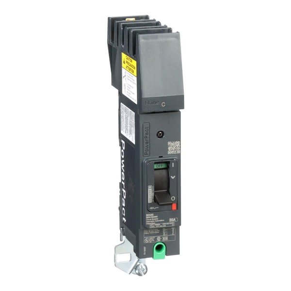 Molded Case Circuit Breaker, POWERPACT B Series, 20A, 1 Pole, 347/600V AC, 25kA at 240V AC, B Curve