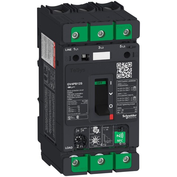 Motor Circuit Breaker, TESYS Series, 12.5A, 3 Pole, 690V AC, 100kA at 240V AC