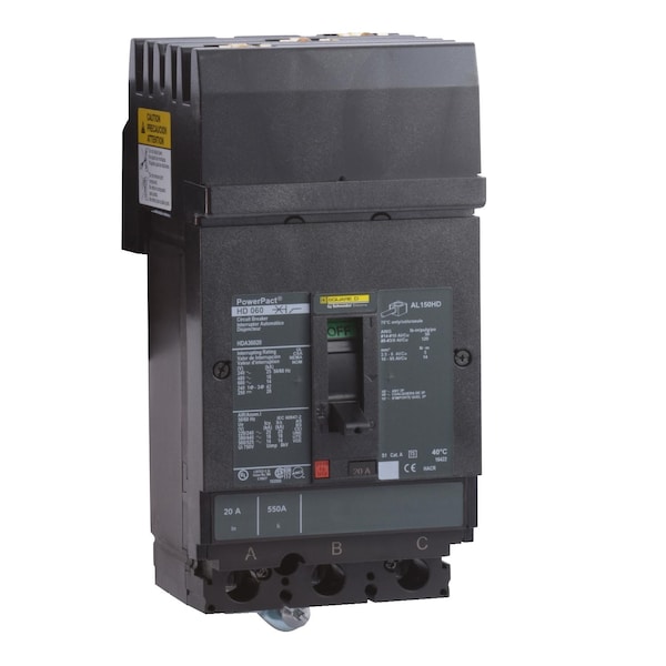 Molded Case Circuit Breaker, POWERPACT H Series, 100A, 3 Pole, 600V AC, 25kA at 240V AC