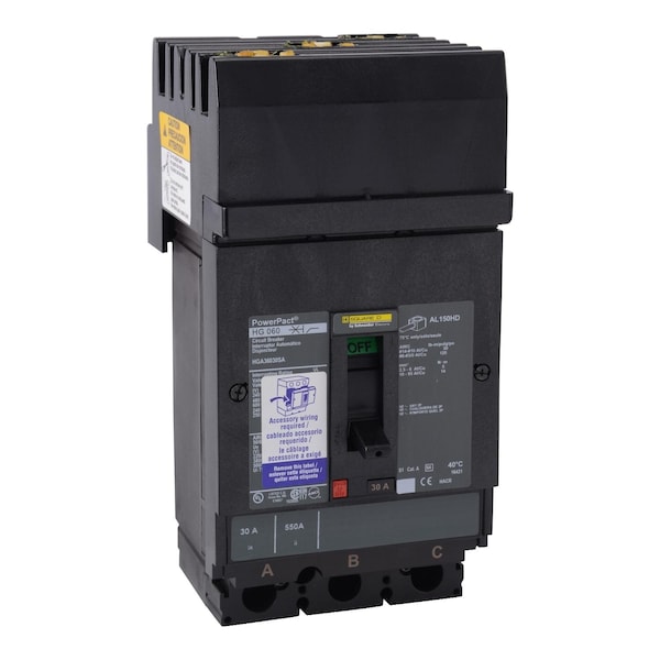 Molded Case Circuit Breaker, POWERPACT H Series, 150A, 3 Pole, 600V AC, 65kA at 240V AC