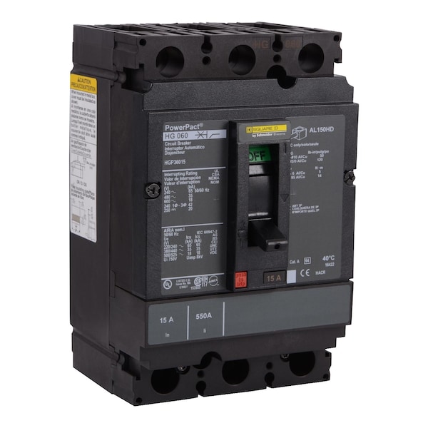 Molded Case Circuit Breaker, POWERPACT H Series, 20A, 3 Pole, 600V AC, 65kA at 240V AC