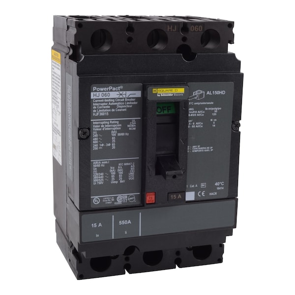 Molded Case Circuit Breaker, POWERPACT H Series, 25A, 3 Pole, 600V AC, 100kA at 240V AC