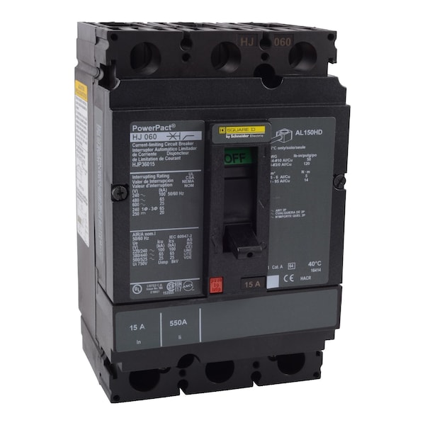 Molded Case Circuit Breaker, POWERPACT H Series, 50A, 3 Pole, 600V AC, 100kA at 240V AC