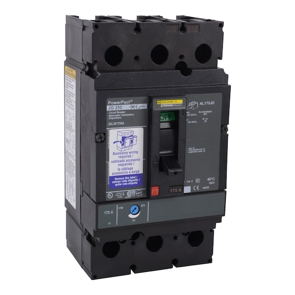 Molded Case Circuit Breaker, POWERPACT J Series, 200A, 3 Pole, 600V AC, 65kA at 240V AC