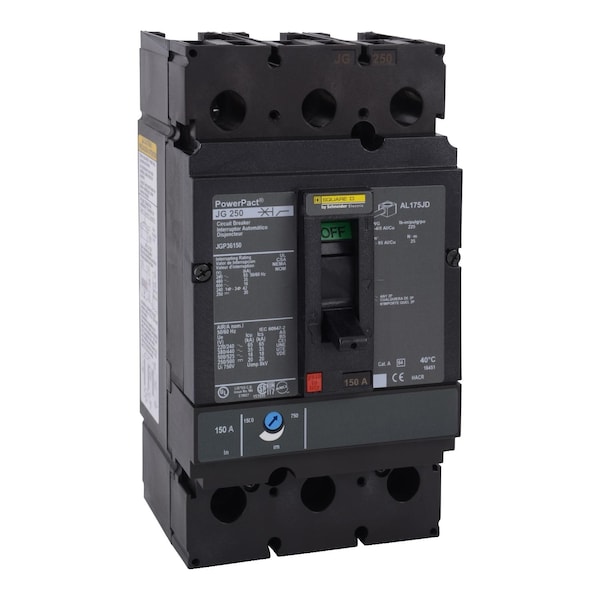 Molded Case Circuit Breaker, POWERPACT J Series, 250A, 3 Pole, 600V AC, 65kA at 240V AC