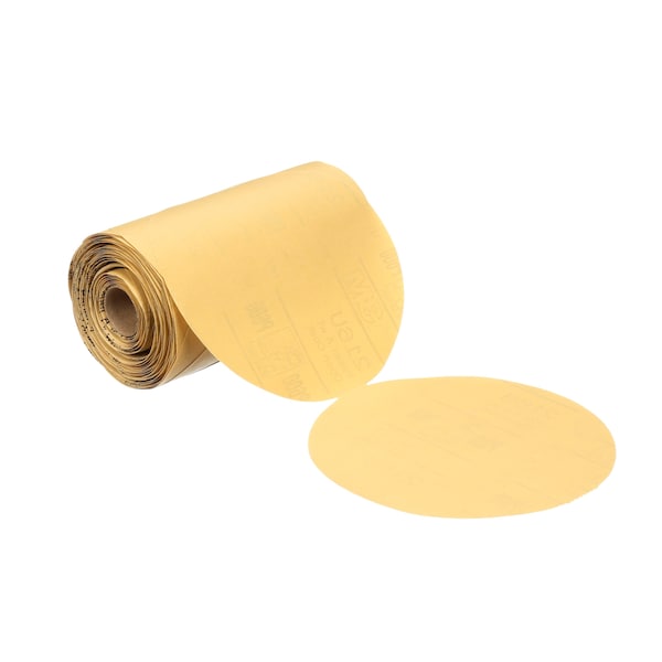 Gold Paper Disc Roll, 6 in Dia, Aluminum Oxide, P360 Grit
