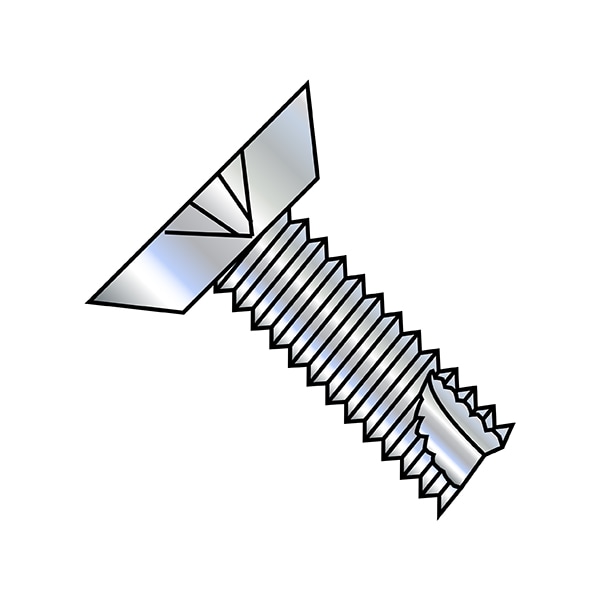Thread Cutting Screw, #4-40 x 1/4 in, Zinc Plated Steel Flat Head Phillips Drive, 10000 PK