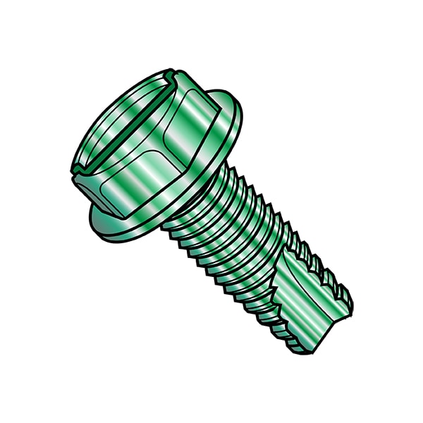 Thread Cutting Screw, #8-32 x 5/16 in, Zinc Plated Steel Hex Head Slotted Drive, 10000 PK