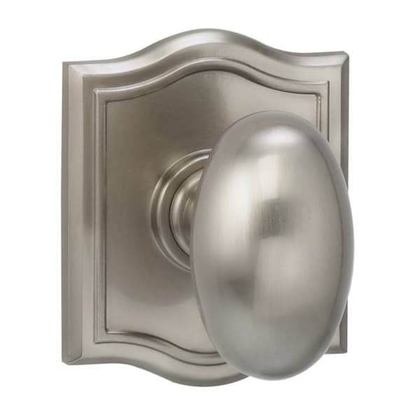 Knob Arched Rose Passage 2-3/4" Backset, T Strike Satin Nickel 434