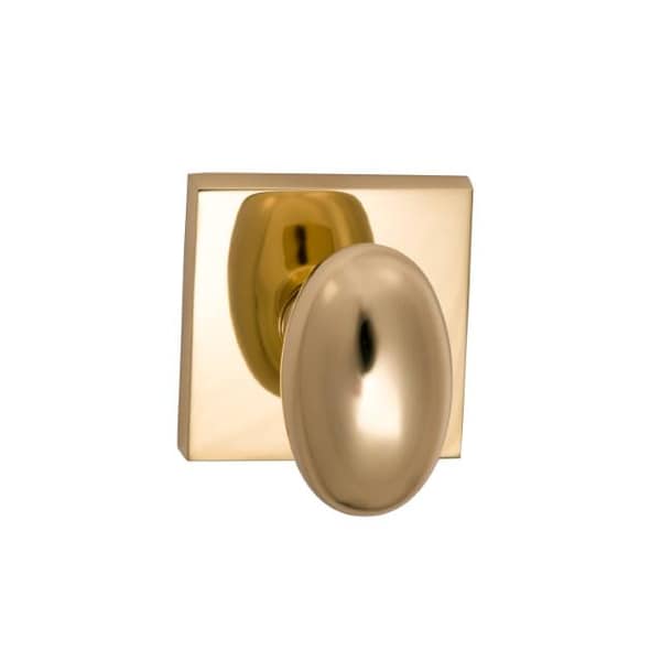 Knob Square Rose Privacy 2-3/8" Backset, T Strike Bright Brass 434