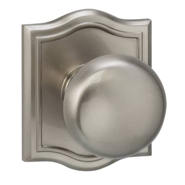 Knob Arched Rose Pass Knob 2-3/8" BS T Strike Satin Nickel 458