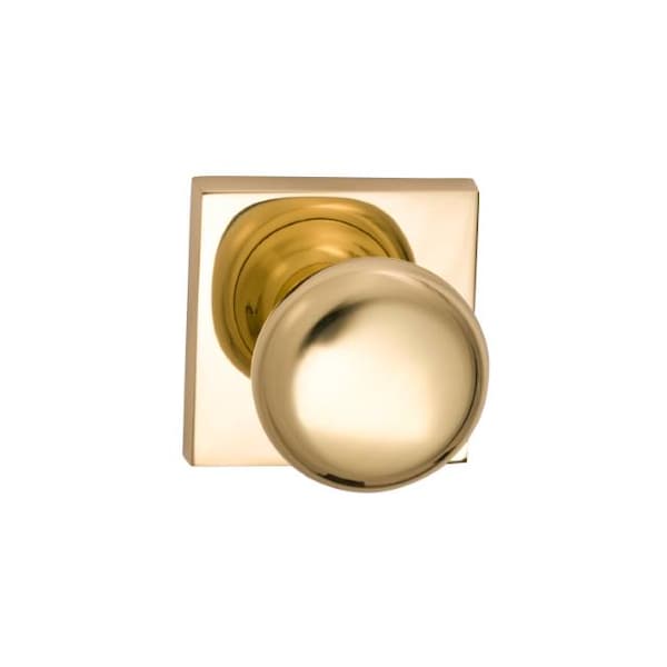 Knob Square Rose Pass Knob 2-3/8" BS Full Lip Strike Bright Brass 458