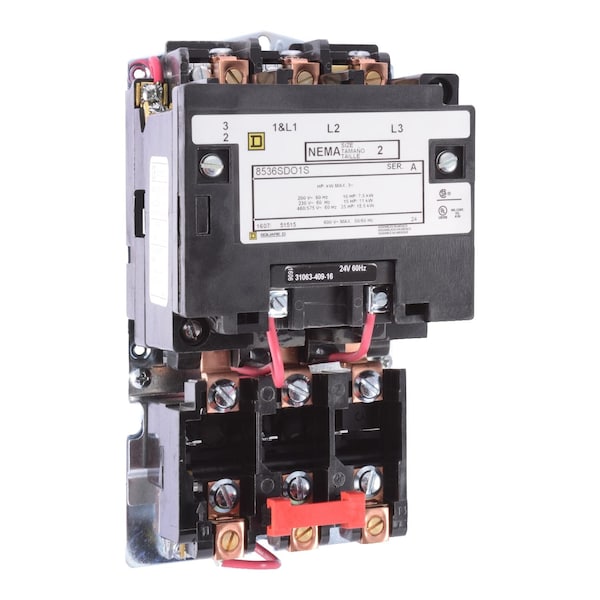 Motor Starter, Non-Reversing, No Auxiliary Contacts, 110V-120V AC, 4 P, Screw Clamp