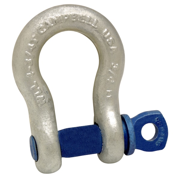 3/4" Anchor Shackle, Screw Pin, Forged Carbon Steel, Galvanized