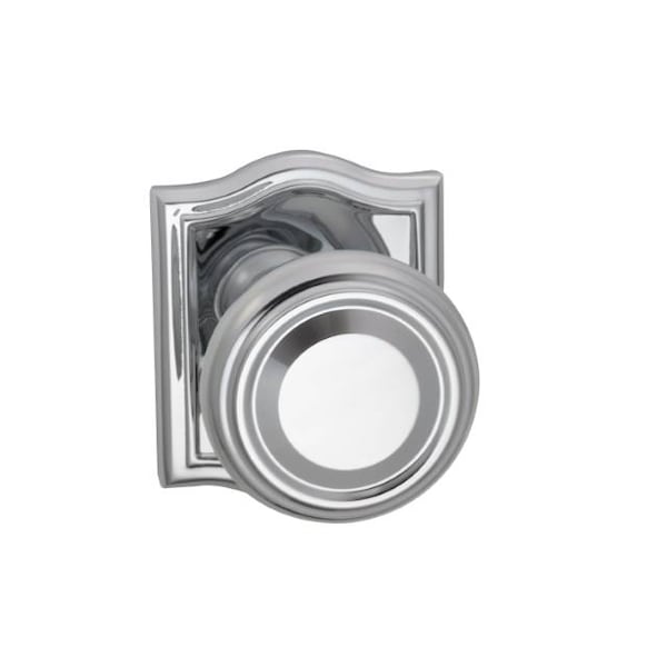 Pass 565 Knob Arched Rose, 2-3/8" Backset and T Strike Bright Chrome