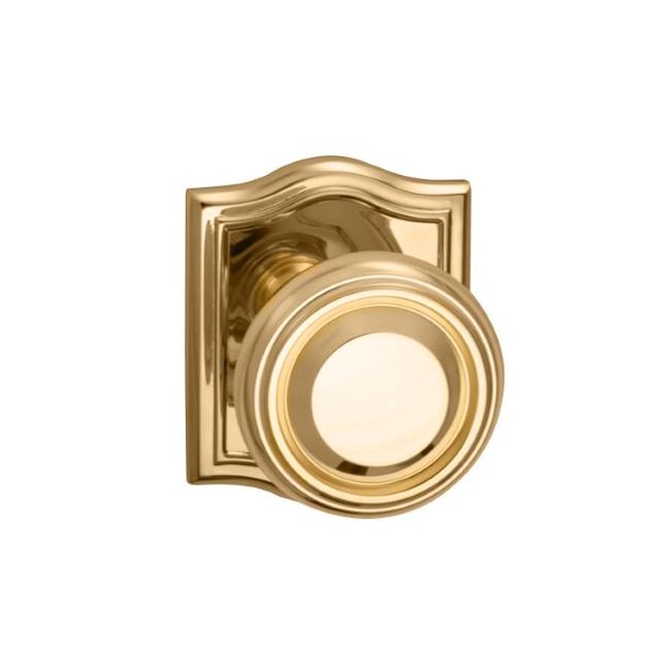 Passage 565 Knob Arched Rose, 2-3/8" Backset and T Strike Bright Brass