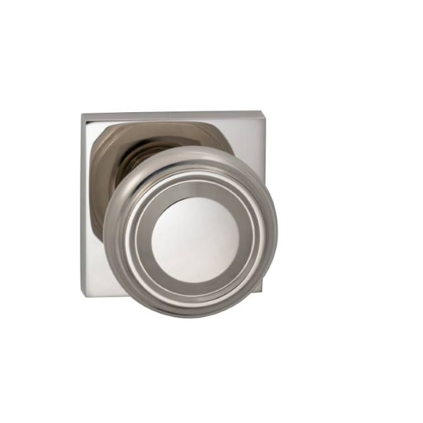Pass 565 Knob Square Rose, 2-3/4" Backset and T Strike Bright Nickel