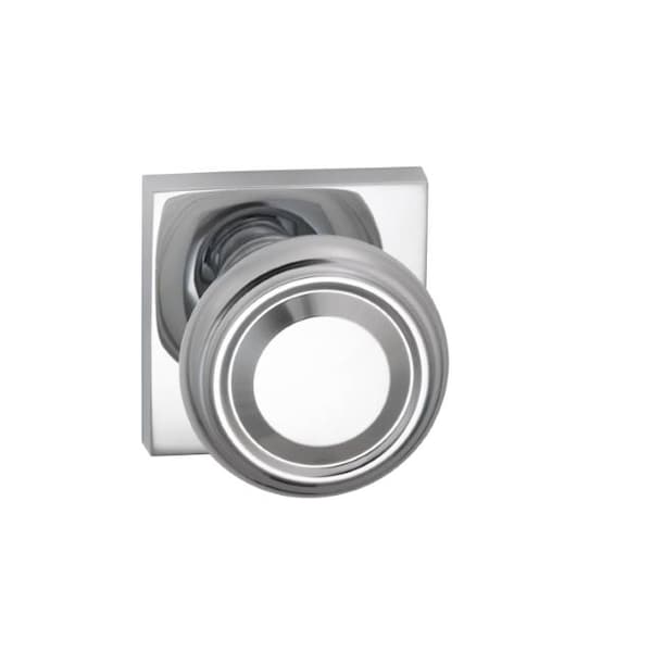 Priv 565 Knob Square Rose, 2-3/4" Backset and T Strike Bright Chrome
