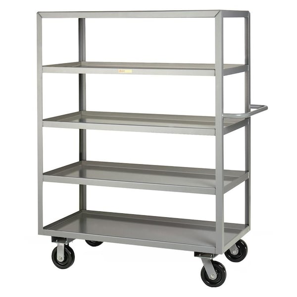 Stock Cart, 12 ga. Steel, 3600 lb Load Capacity, 5 Shelves, 63-1/2" H