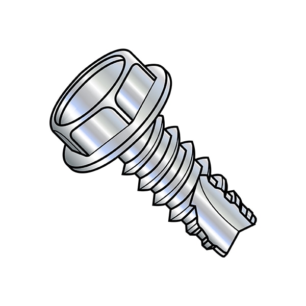 Thread Cutting Screw, 5/16"-12 x 1 in, Zinc Plated Steel Hex Head Hex Drive, 1000 PK