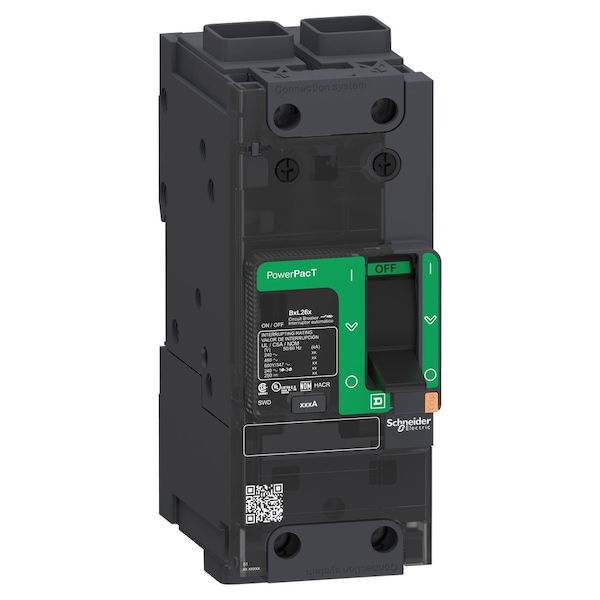 Molded Case Circuit Breaker, POWERPACT B Series, 25A, 2 Pole, 347/600V AC, 25kA at 240V AC, B Curve