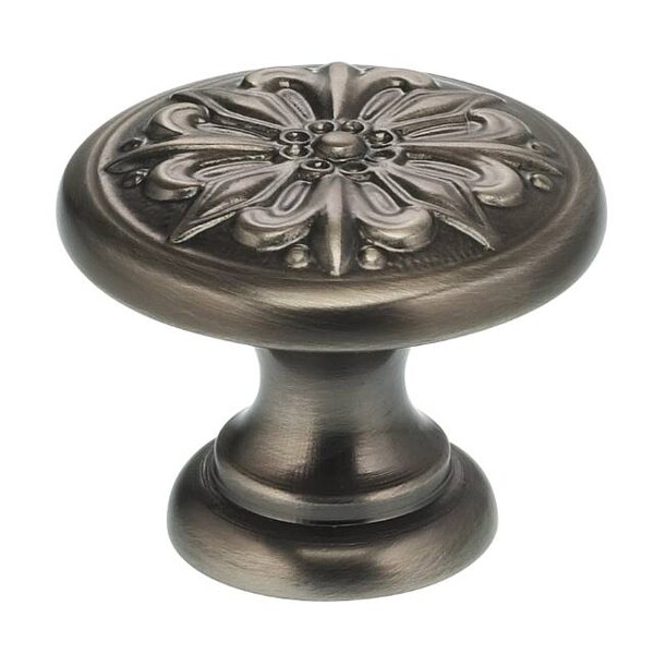 Ornate Cabinet Knob Antique Nickel 1-3/16"