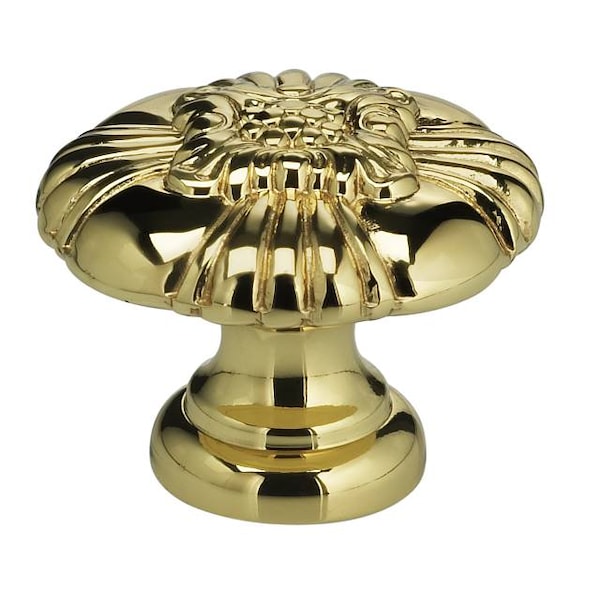 Ornate Cabinet Knob Bright Brass 1-3/8"
