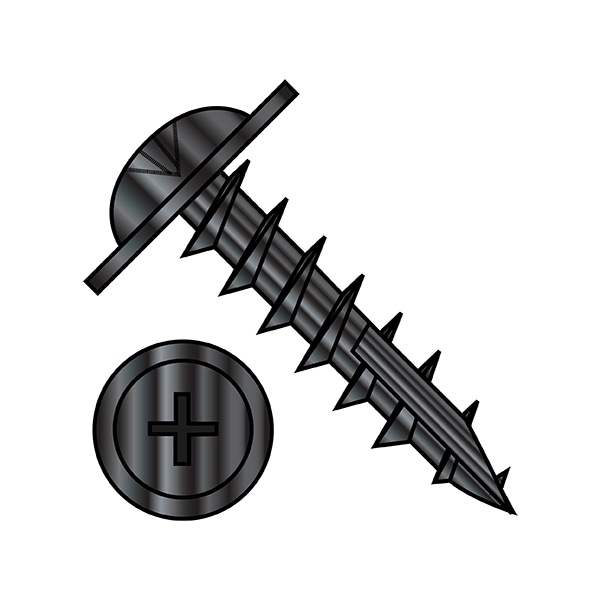 Wood Screw, #10, 1 in, Black Steel Round Head Phillips Drive, 7000 PK