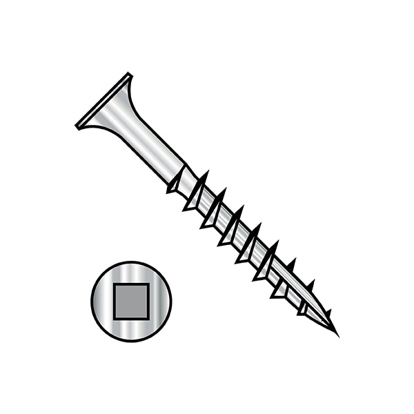 Deck Screw, #10 x 2 in, 18-8 Stainless Steel, Flat Head, Square Drive, 1000 PK