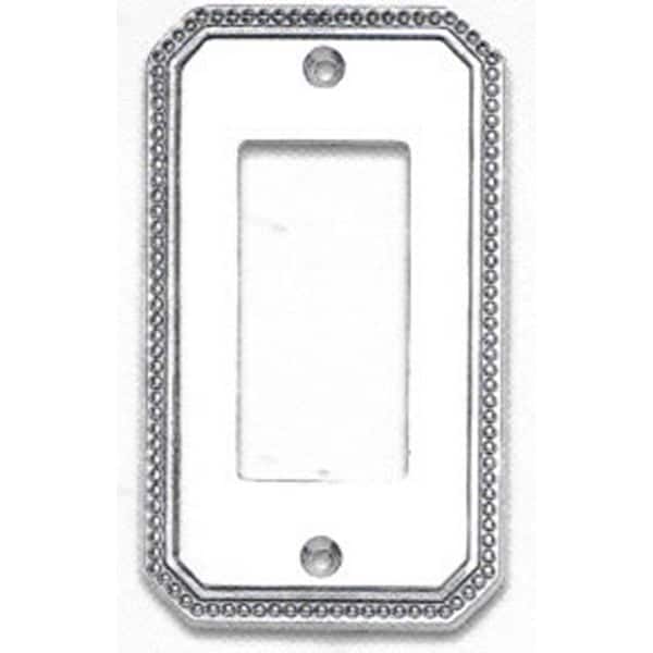 Single Rocker Beaded Switch Plate, Number of Gangs: 1 Solid Brass, Polished Chrome Plated Finish